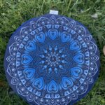 Modrý srdiečkový - pohánkový podsedák 35x10 cm s plným dnom